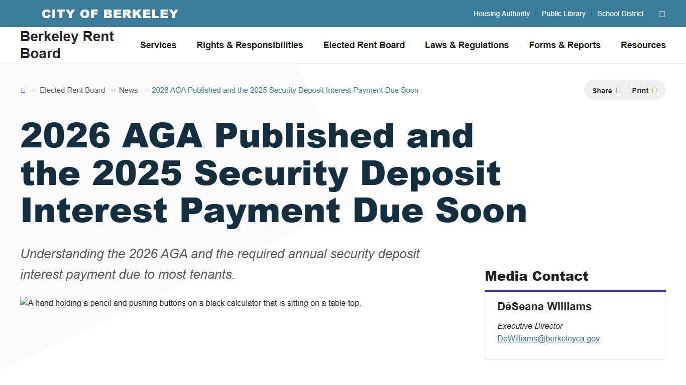2026 AGA Published and the 2025 Security Deposit Interest Payment Due Soon | Berkeley Rent Board