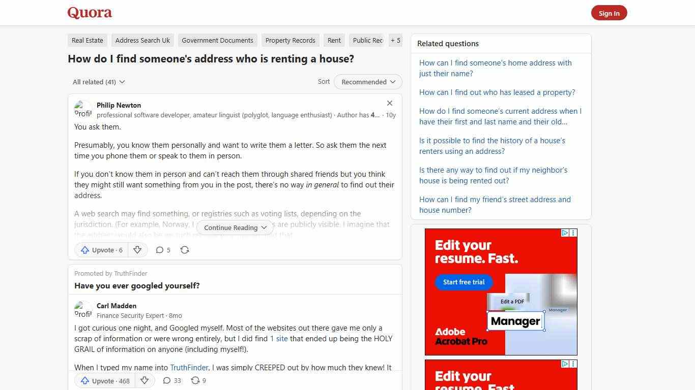 How to find someone's address who is renting a house - Quora